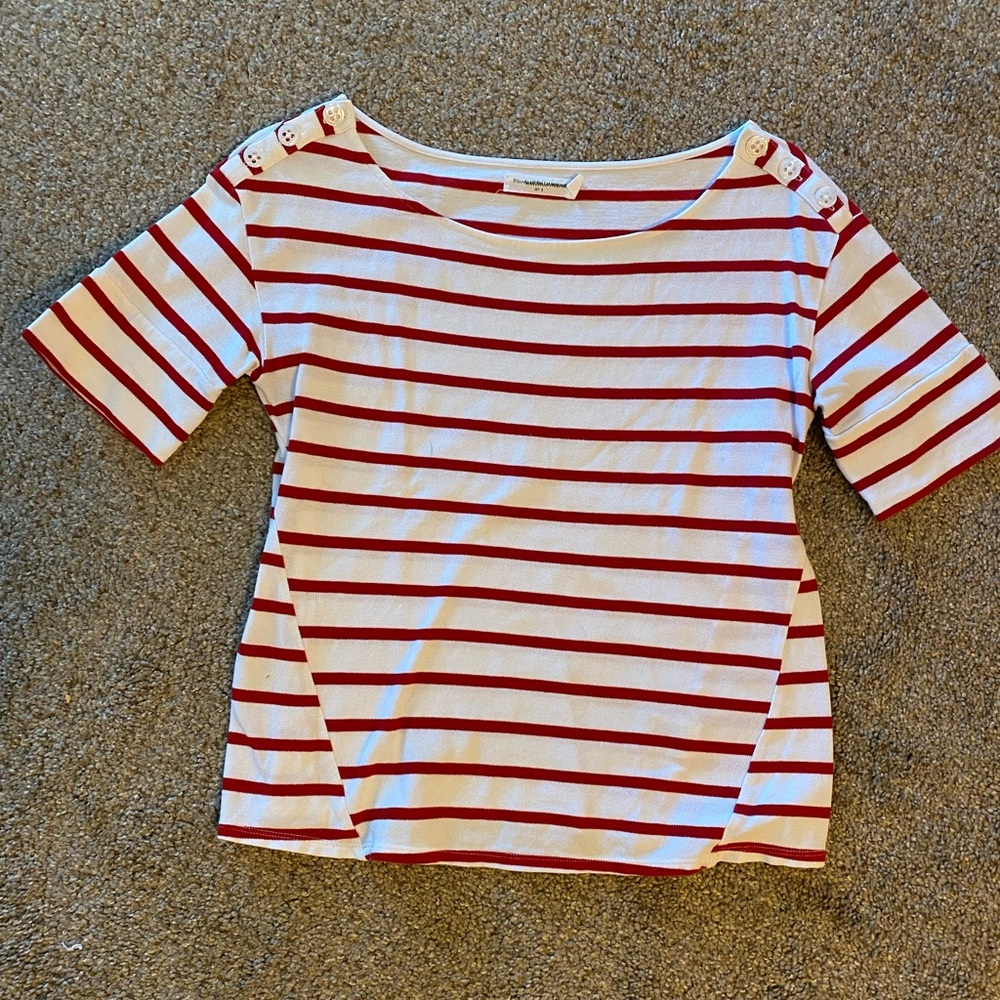 Pilcro red and white stripe top